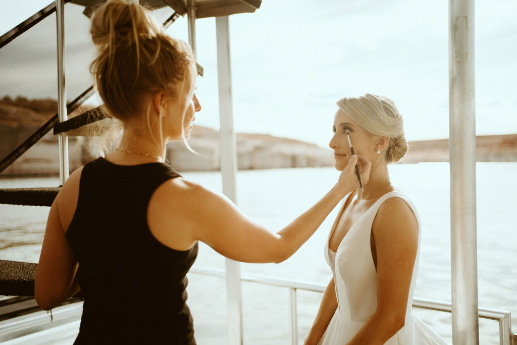 Bridal Make-up Lake Powell Houseboat 