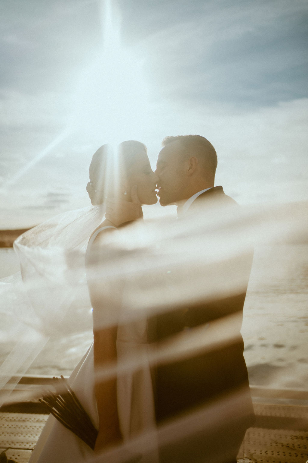 Lake Powell Elopement Bridal Pictures with Veil 