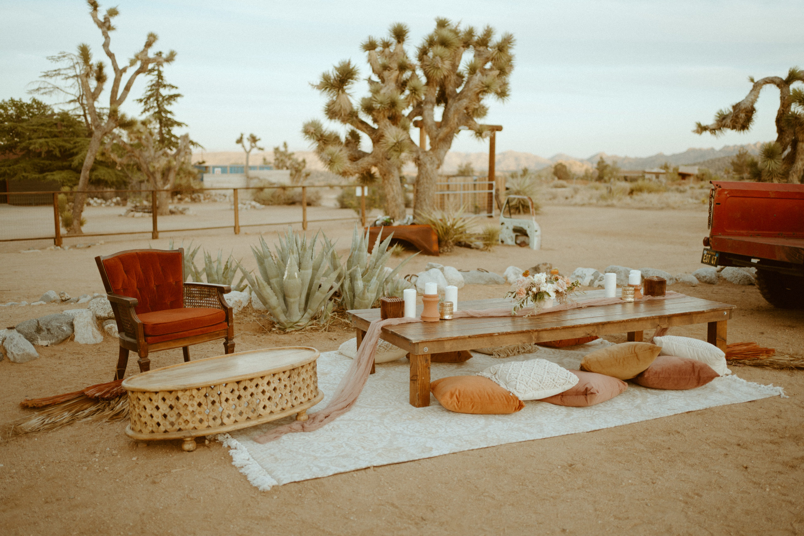 Boho Themed Lounge for Wedding Guests 