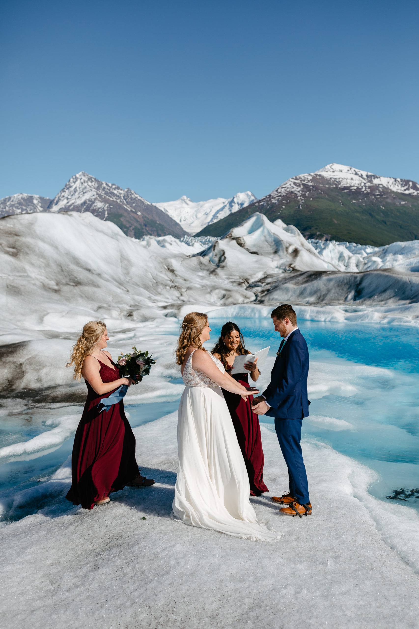 Knik Glacier Ceremony in Alaskan Elopement 