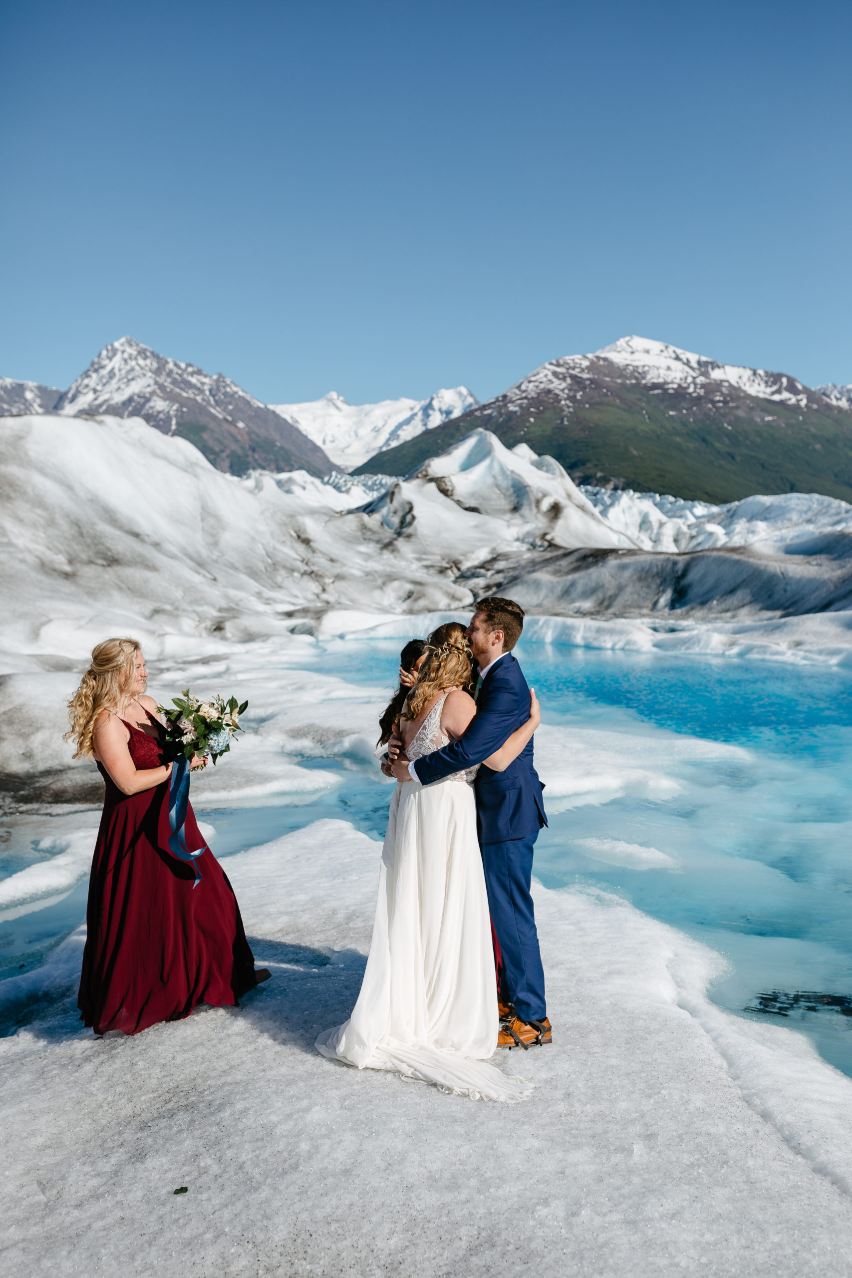 Bride and Groom officially married on alaskan glacier 