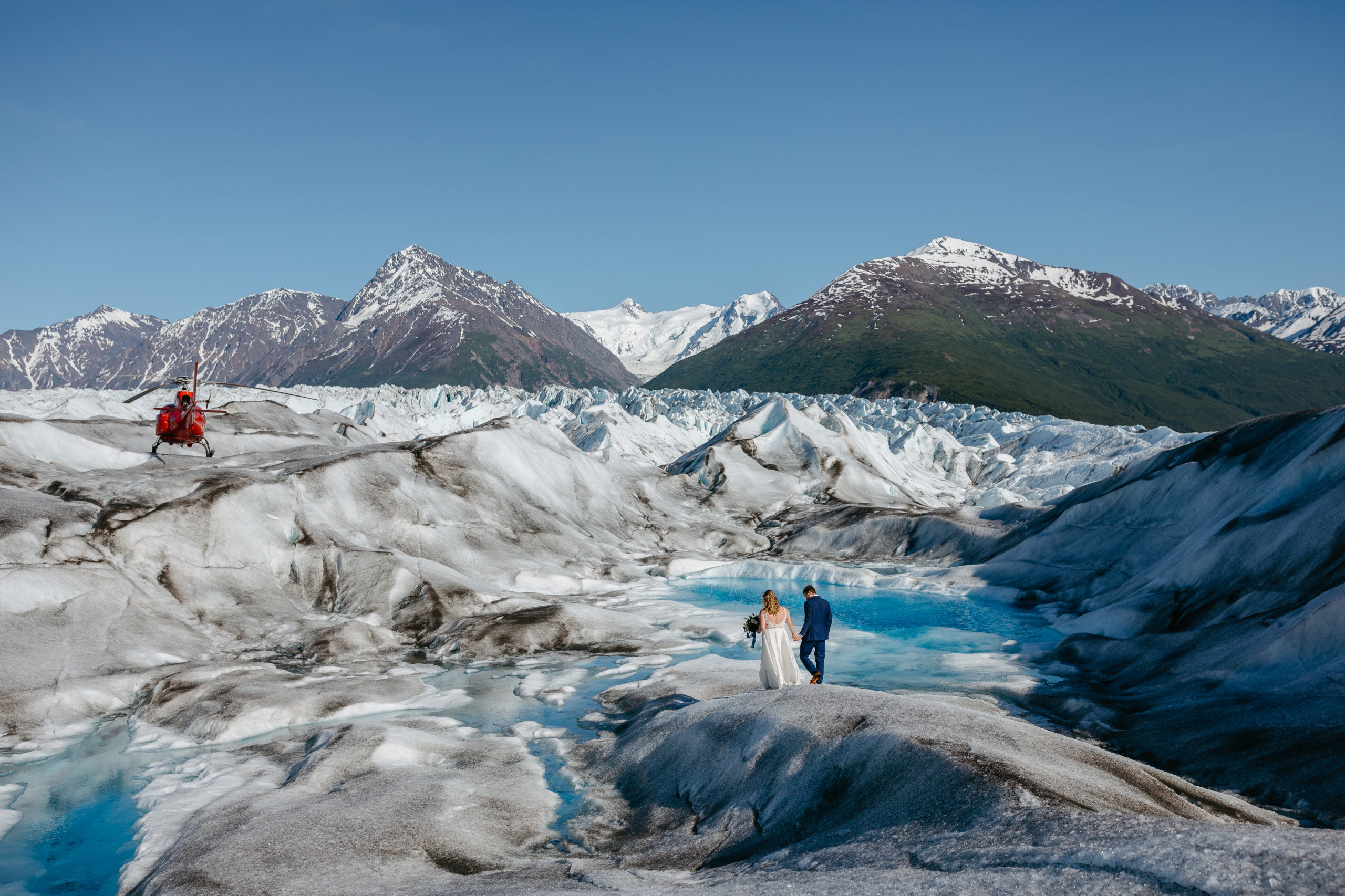 Adventure Elopement in Alaska on Knik Glacier with Helicopter 