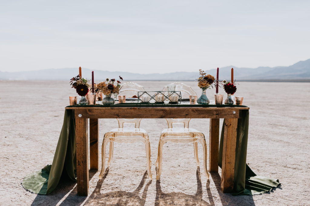 sweetheart table at the Eldorado Dry Lake Bed