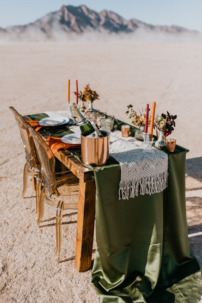 Sweetheart table in dry lake bed