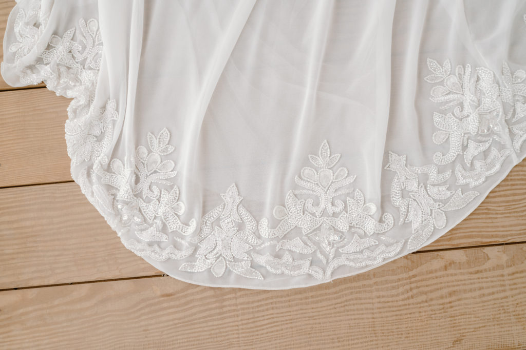 Details of the bottom of Bride's dress 