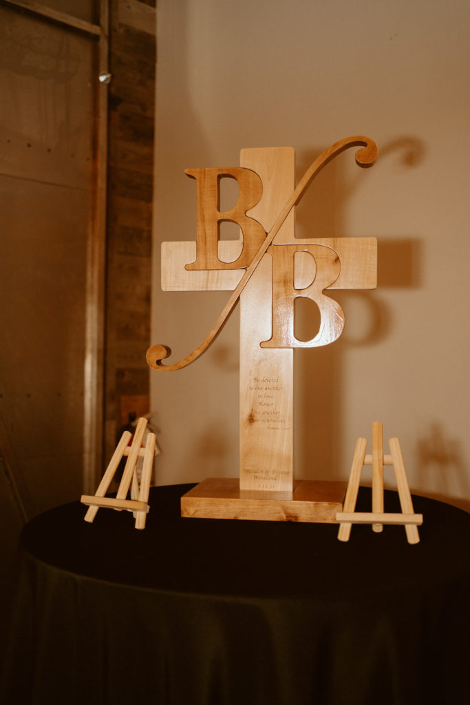 Cross with Bride and Groom's Letters of their first name for unity ceremony 