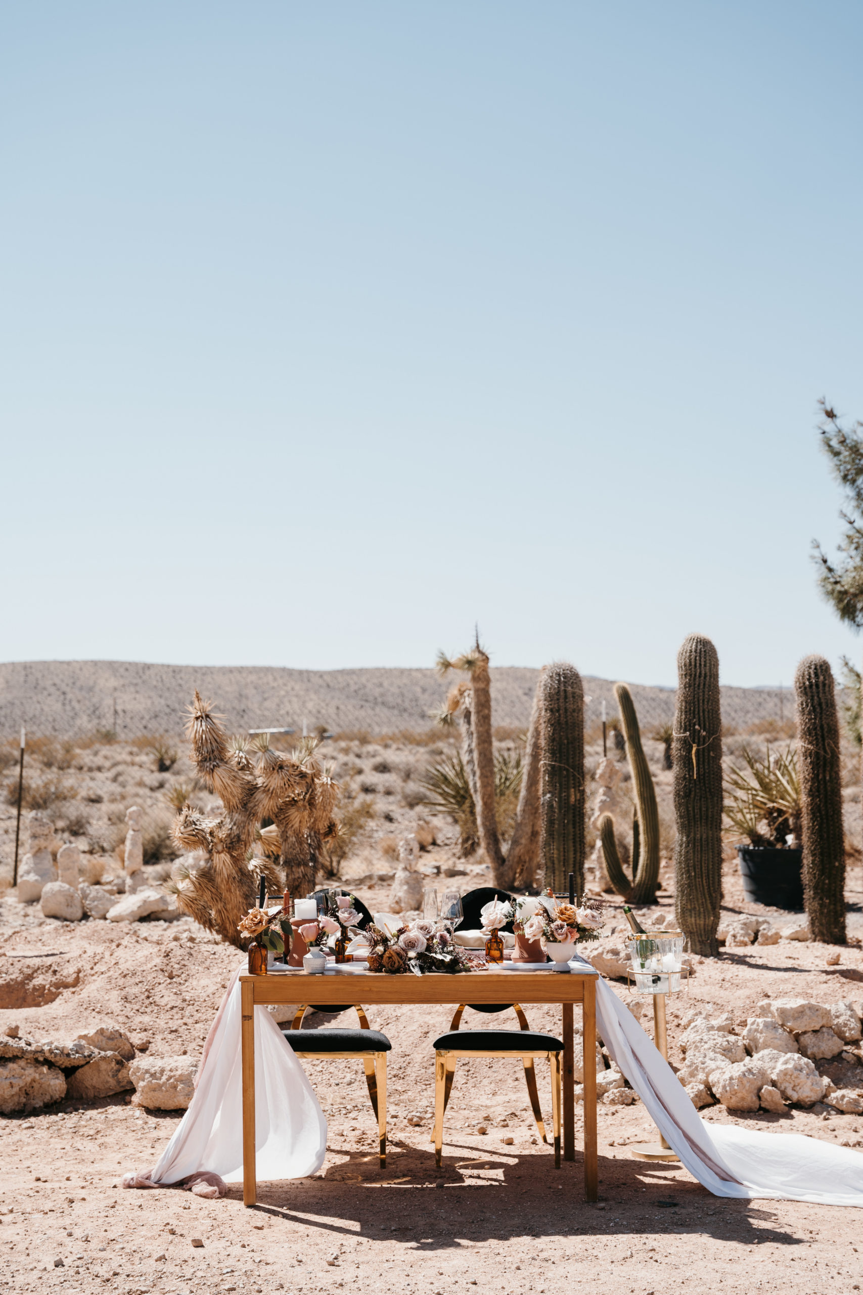 Modern-Boho Sweetheart table in Las Vegas desert 