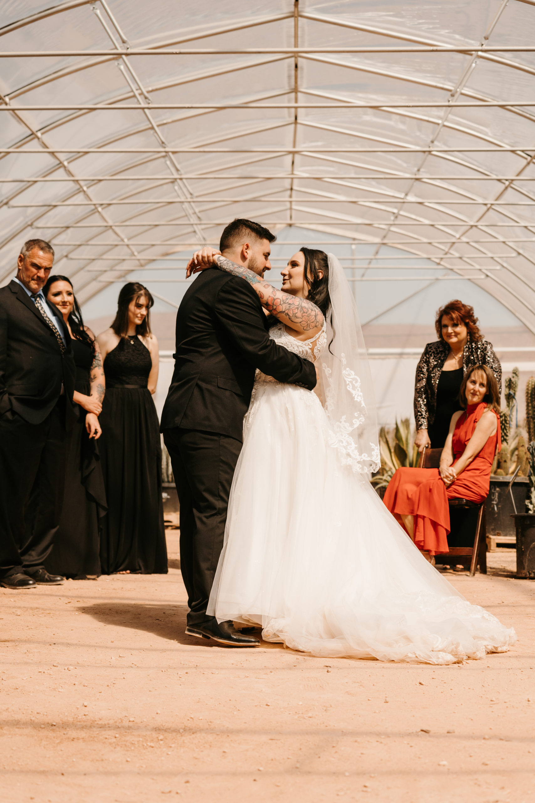 First dance in greenhouse for their Modern-Boho Las Vegas Elopement