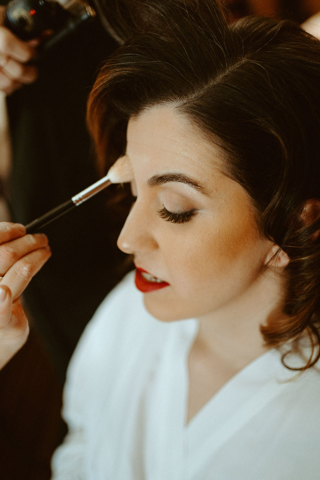 Getting Ready Photography of Bride with Red Lips 
