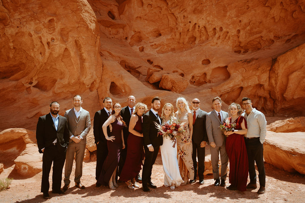 Group Family Wedding portrait at Valley of Fire 