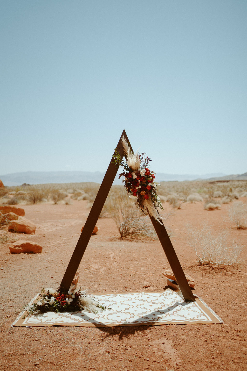 Moody Bohemian Desert Triangle Arch with Rug in Desert 