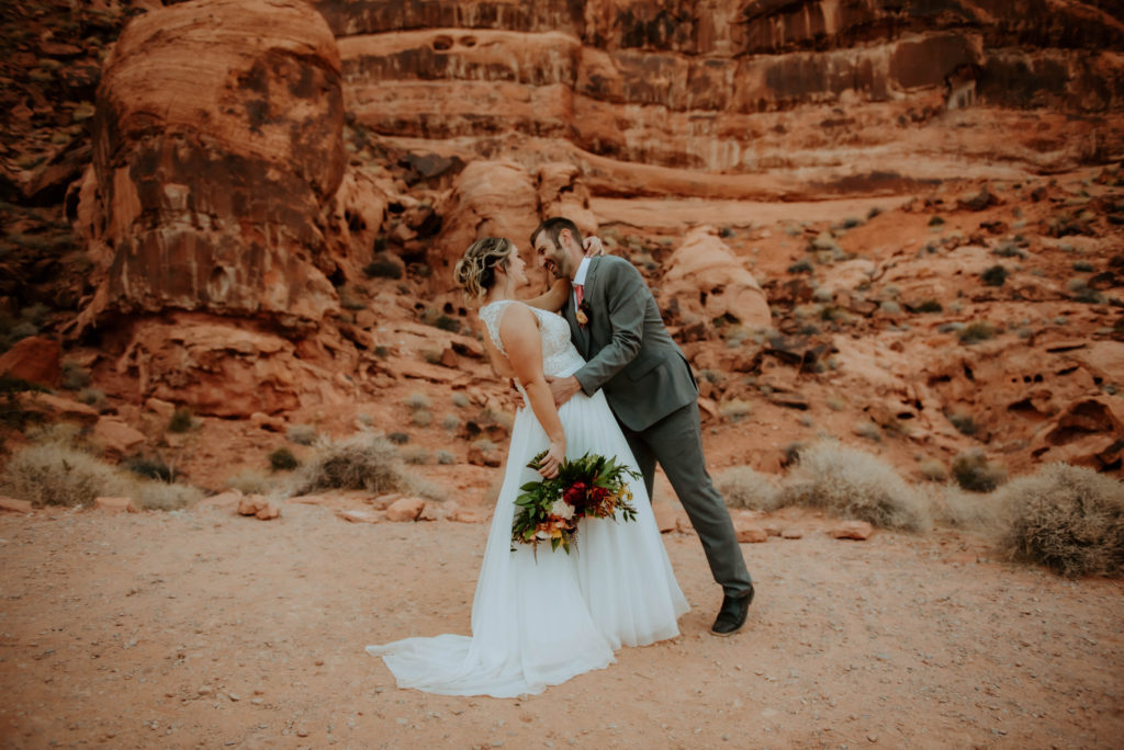 Dancing as husband and wife after eloping in desert 