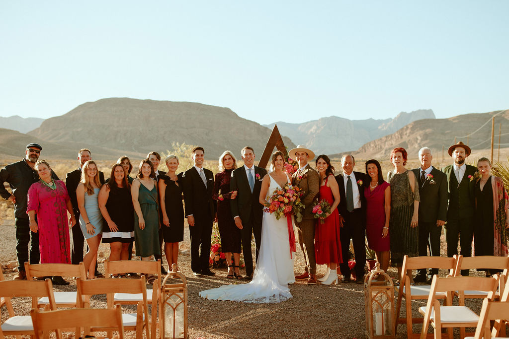 Group Photo of Guests in Las Vegas Cactus Nursery Wedding 