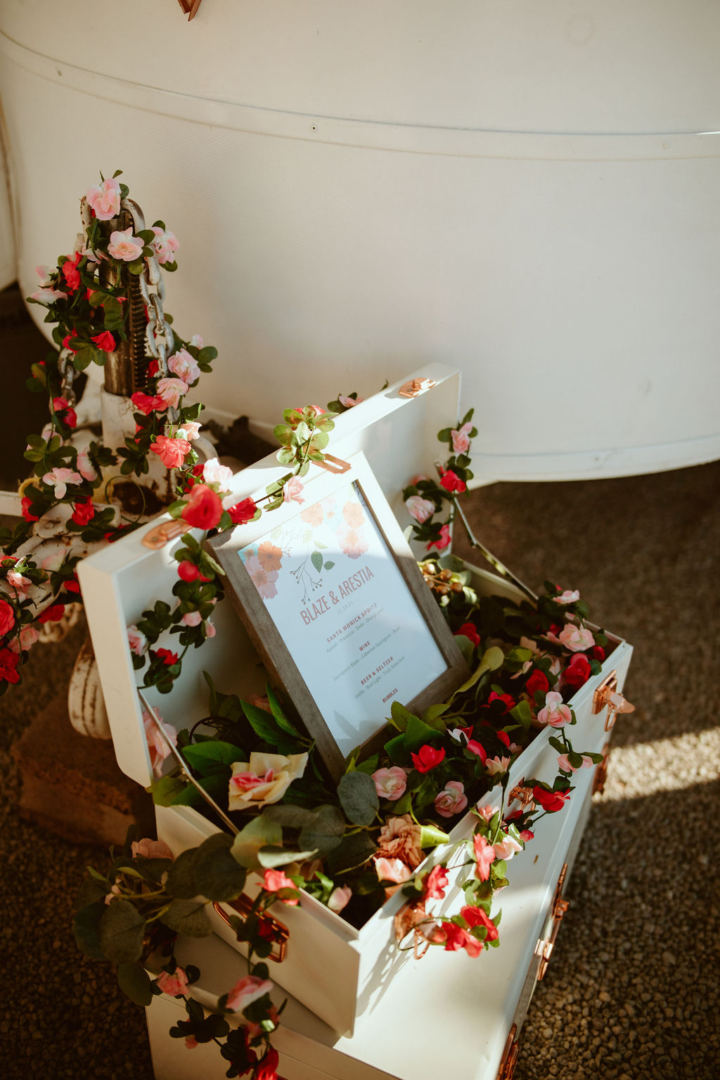 Framed Drink Menu with Florals for Wedding 