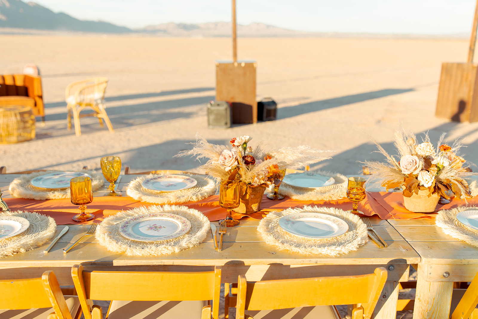 Table Setting for Dry Lake Bed Micro-Wedding