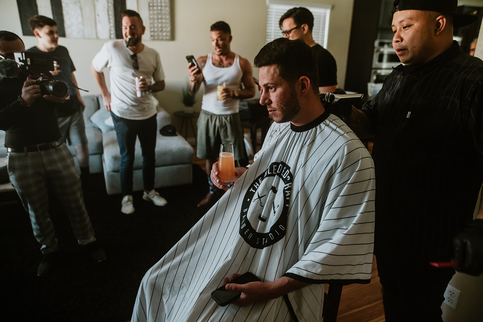 Groom getting cut & shave before wedding ceremony 