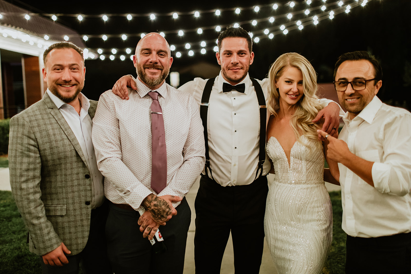 Newlyweds with Guests at Outdoor Reception in Las Vegas 