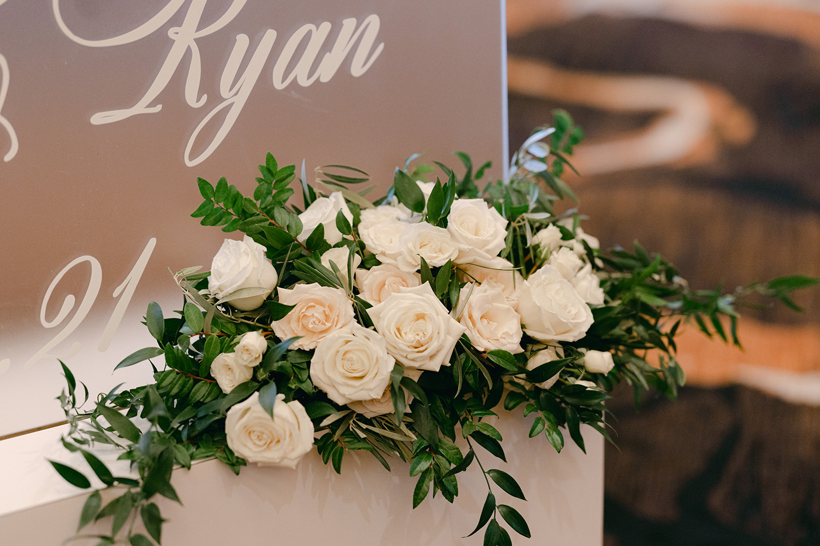 Floral piece for Welcome sign for Red Rock Casino Timeless Modern Wedding 
