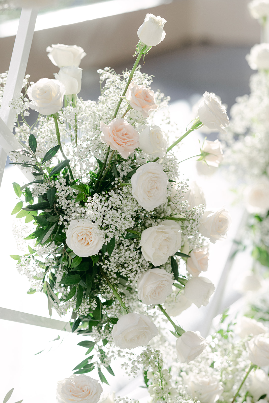 White rose and baby's breath floral 