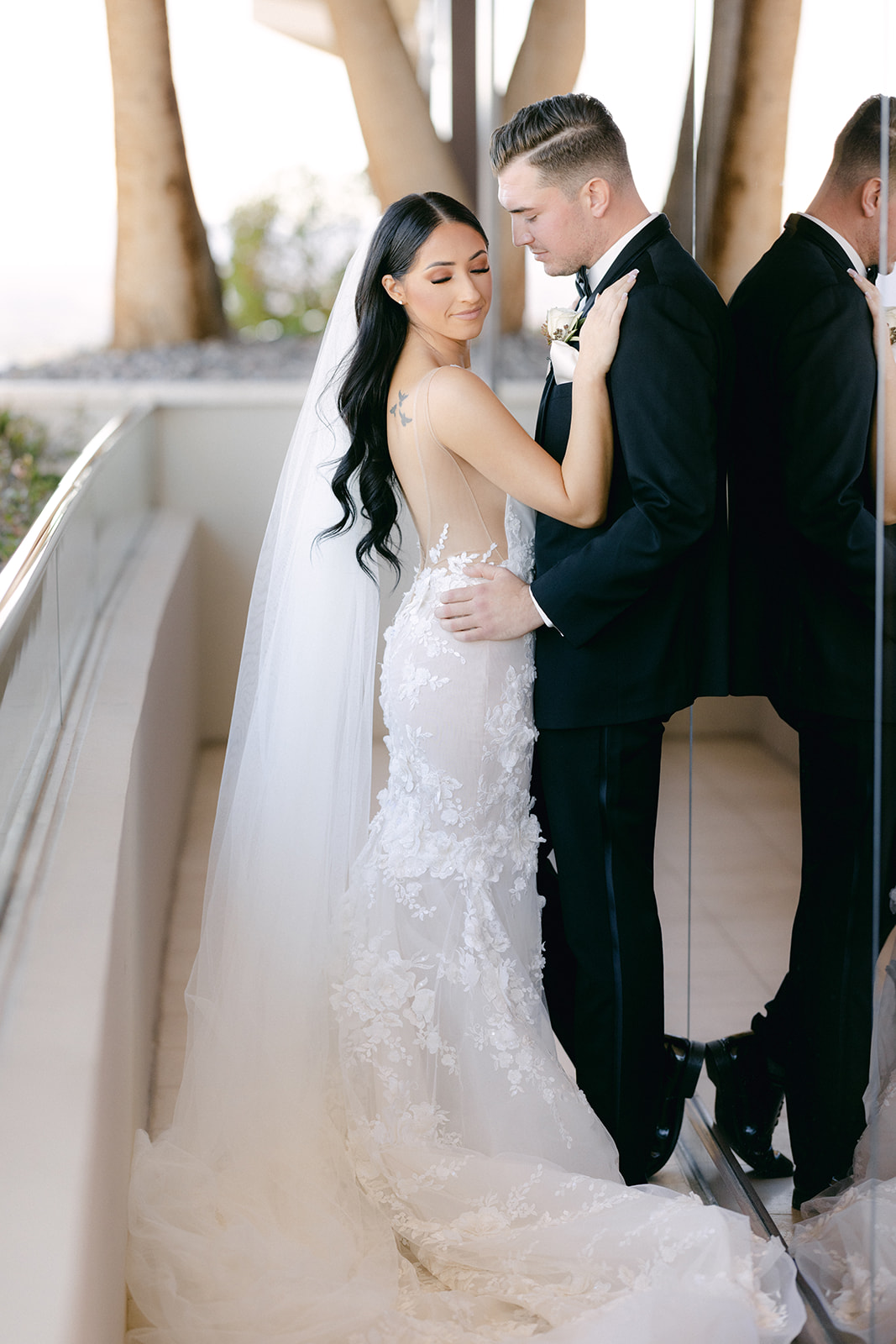 Bride and Groom in Las Vegas. Bridal make-up and hair for Red Rock Casino Timeless Modern Wedding 