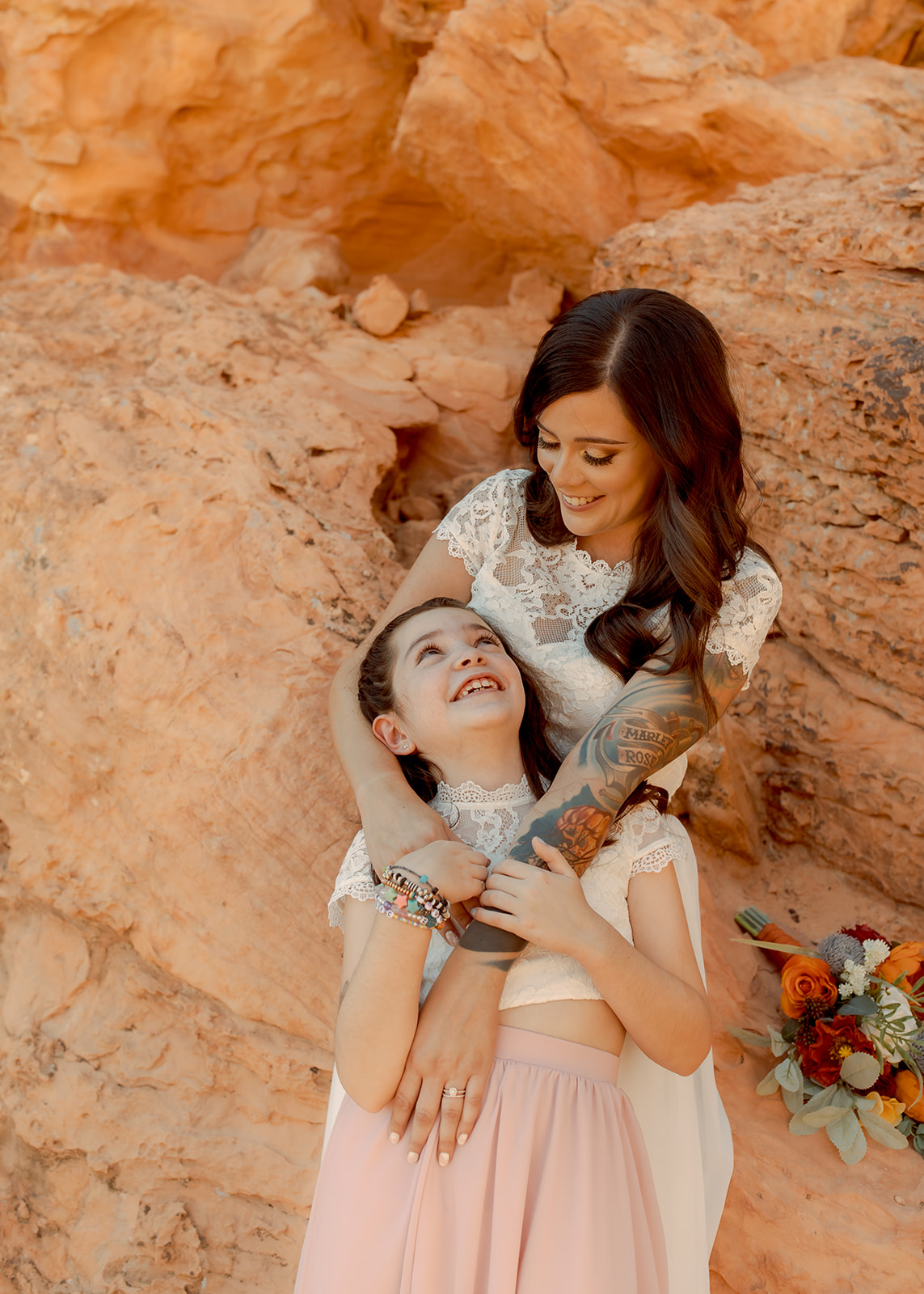 Mother and Daughter after getting Eloped in Valley of Fire State Park 