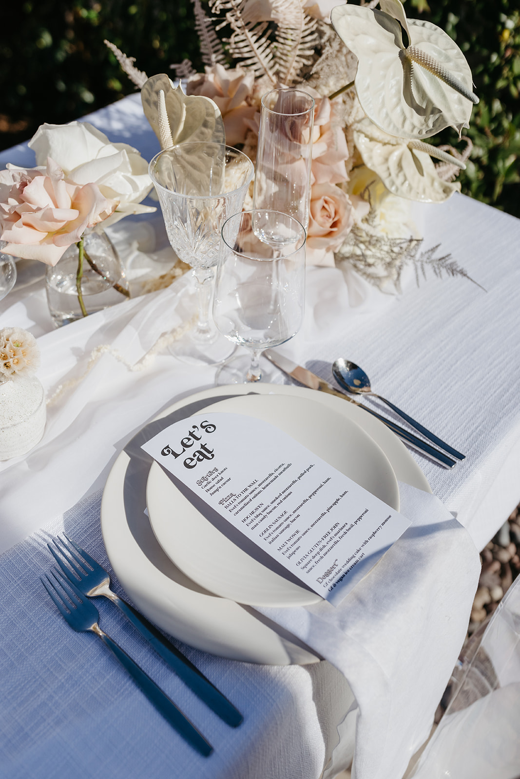 Let's Eat Menu Card for Wedding Reception Plate 