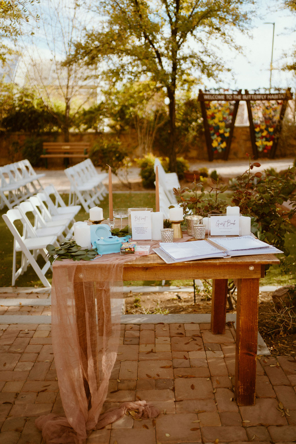 Guest Book & Picture Table at Ceremony 