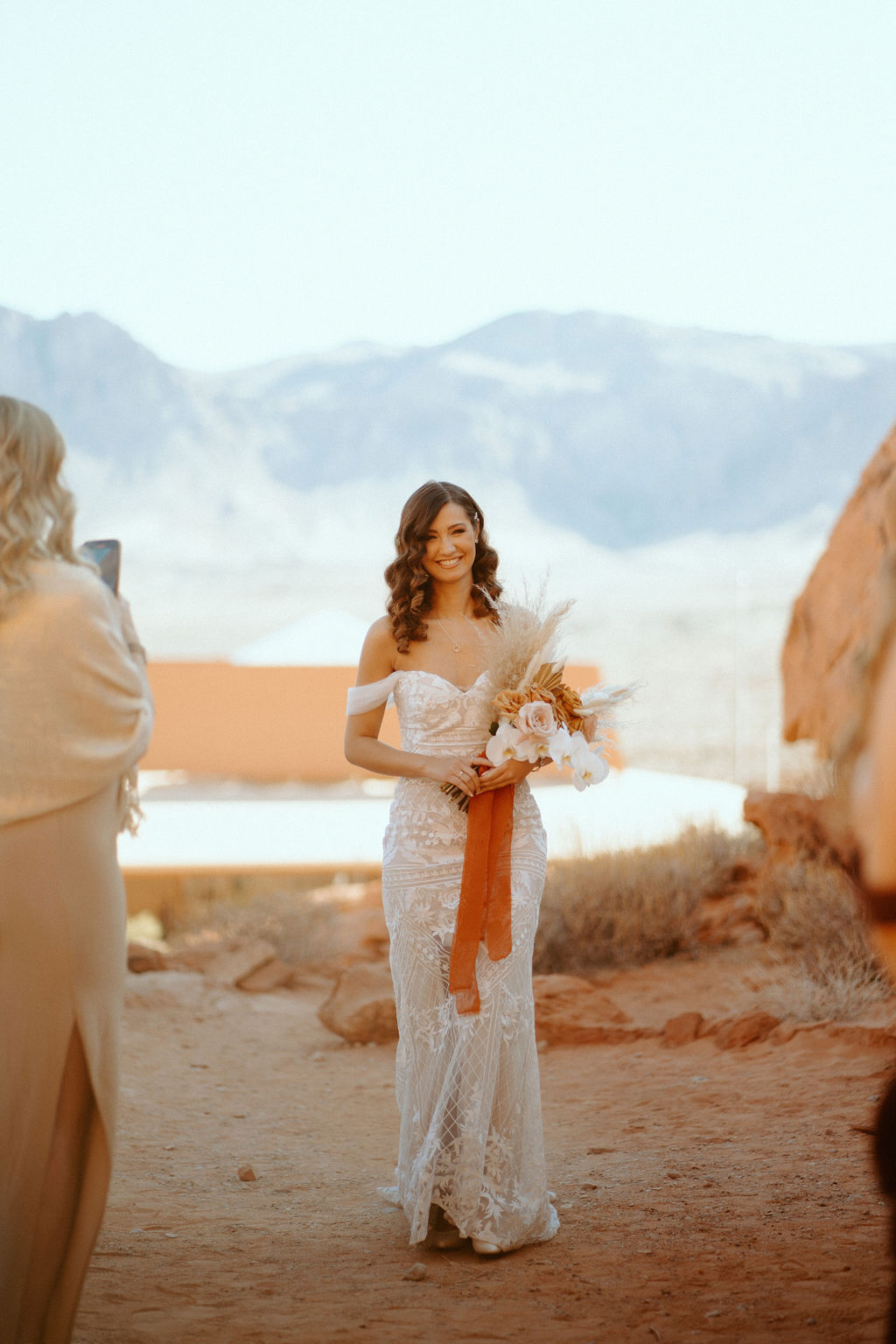 Bride walking down aisle for International Couples! Welcome to the desert! blog 