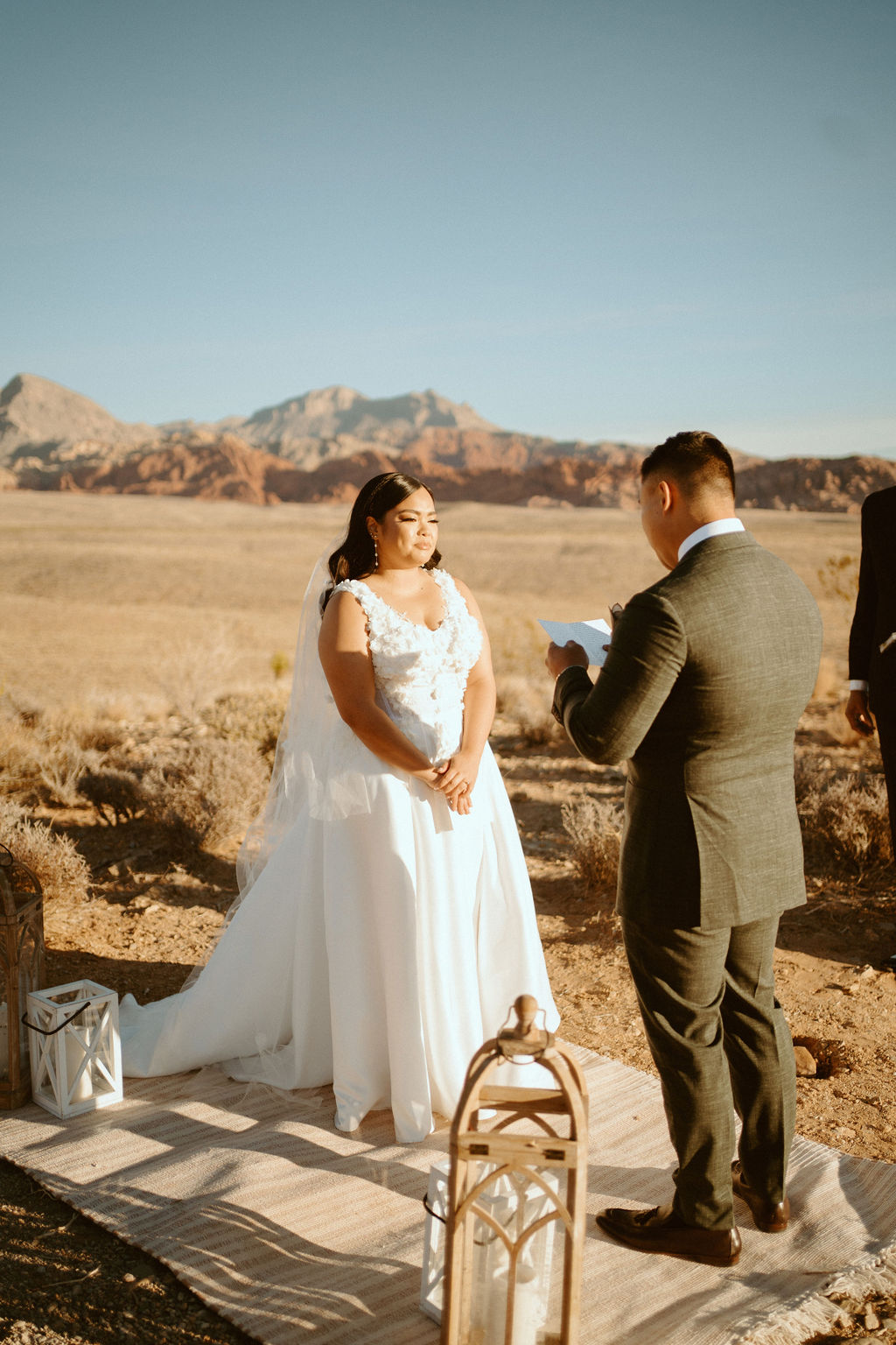 Groom reading vows in Red Rock Canyon 