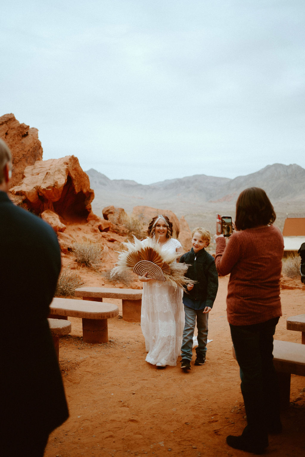 Bride waking with Nephew to Altar for Elopement