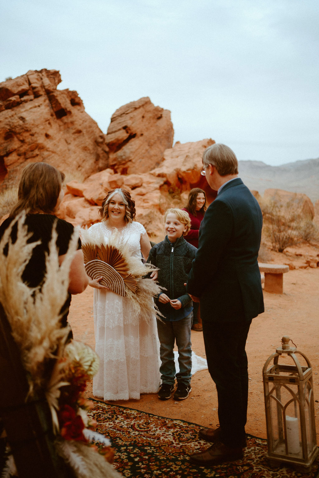 Bride waking with Nephew to Altar for Elopement near Las Vegas 