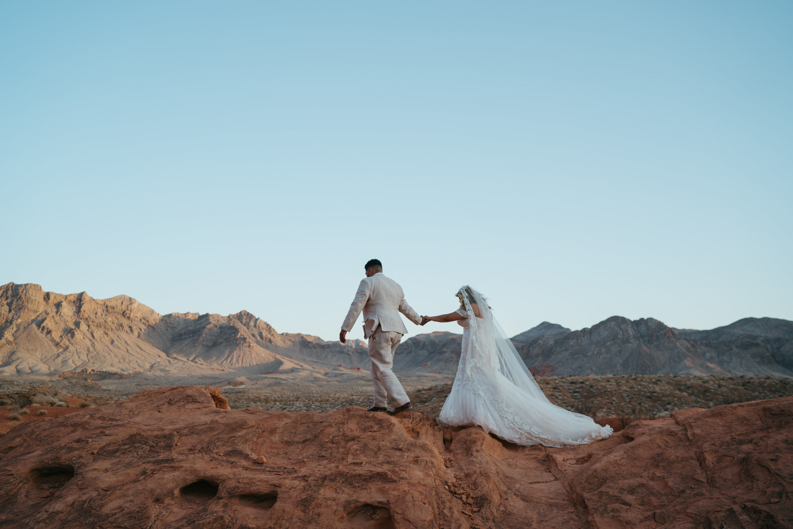 Modern Monochromatic Desert Micro-Wedding