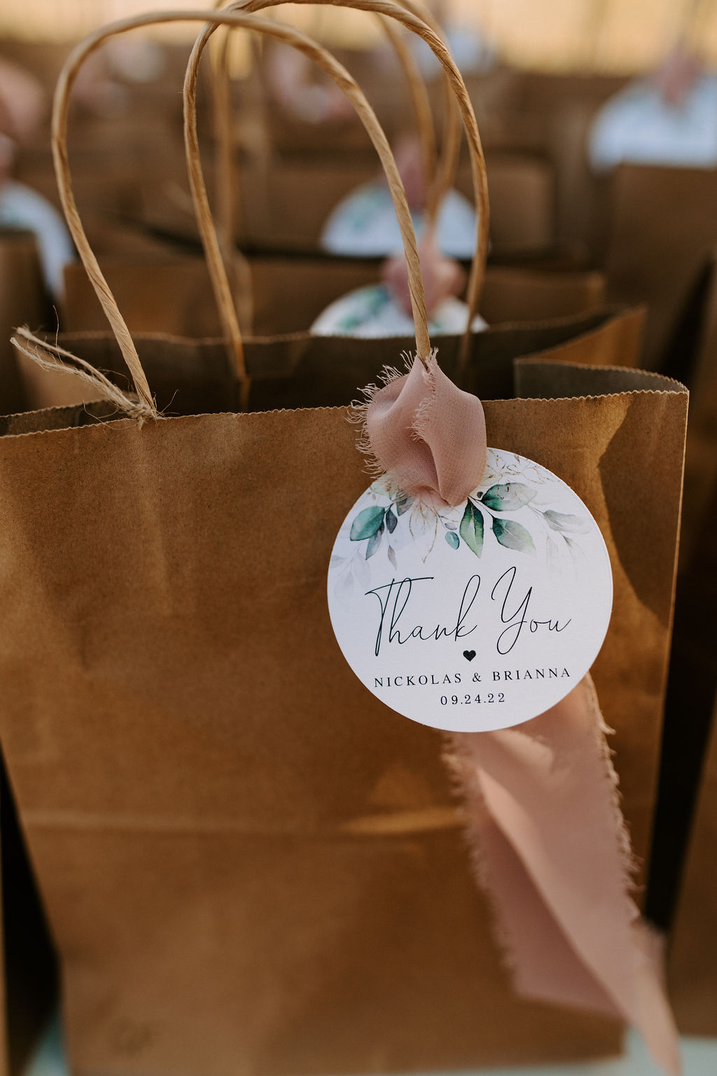 Custom thank you bag favors for Wedding guests for Las Vegas Red Rock Wedding 