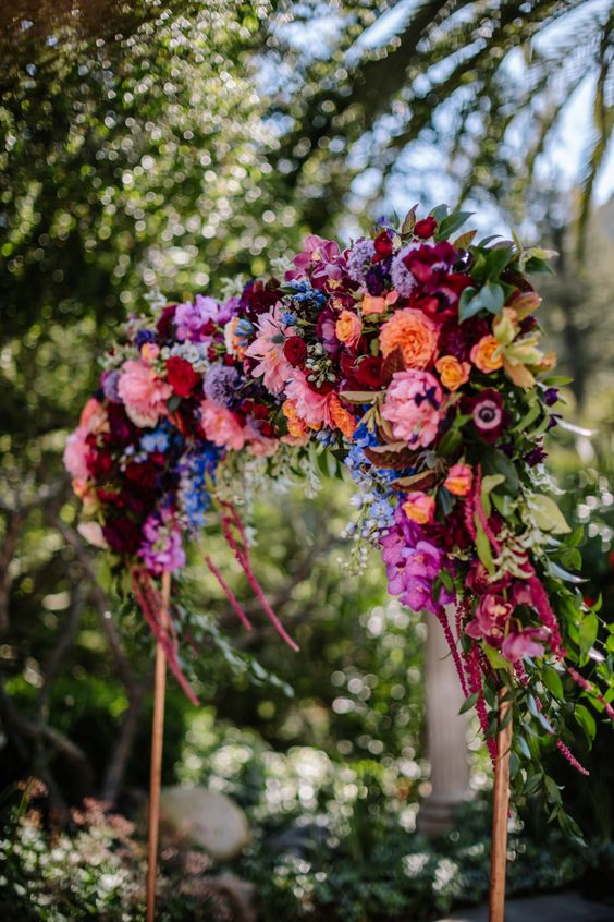 Viva Magenta Color Palettes. Jewel tone inspired flower arch