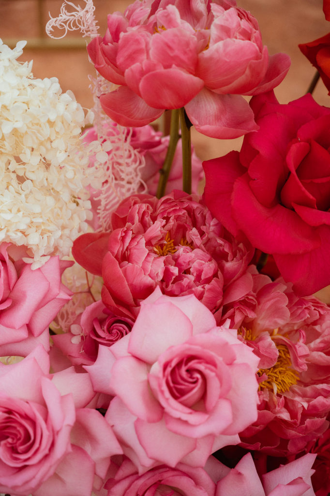 Bold & Colorful in the Vegas Desert. Monochromatic magenta floral bouquet 