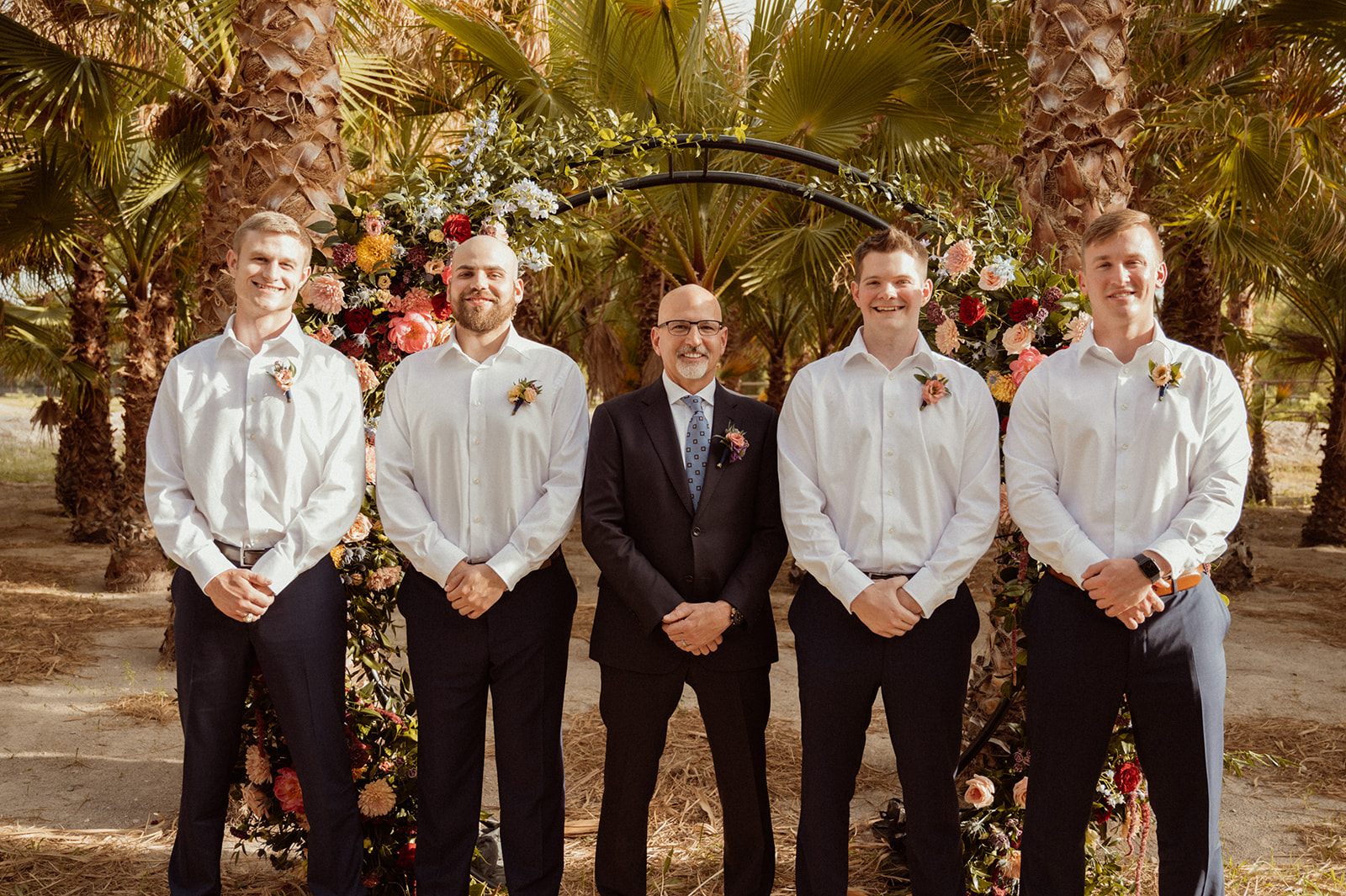 Groom with is groomsmen in Las Vegas Elopement 