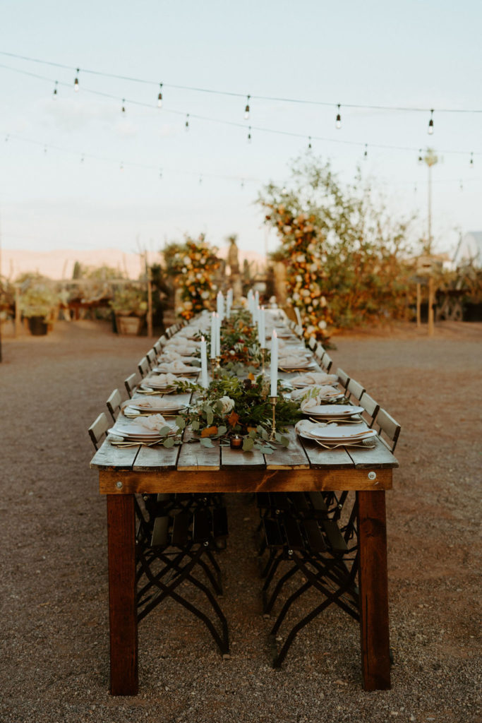 Reception Table Set-up for Cactus Joe's Wedding 