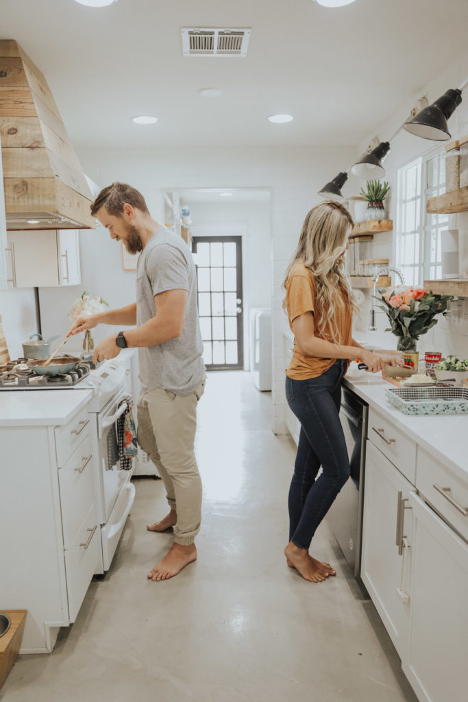 Couple cooking together in the kitchen 
