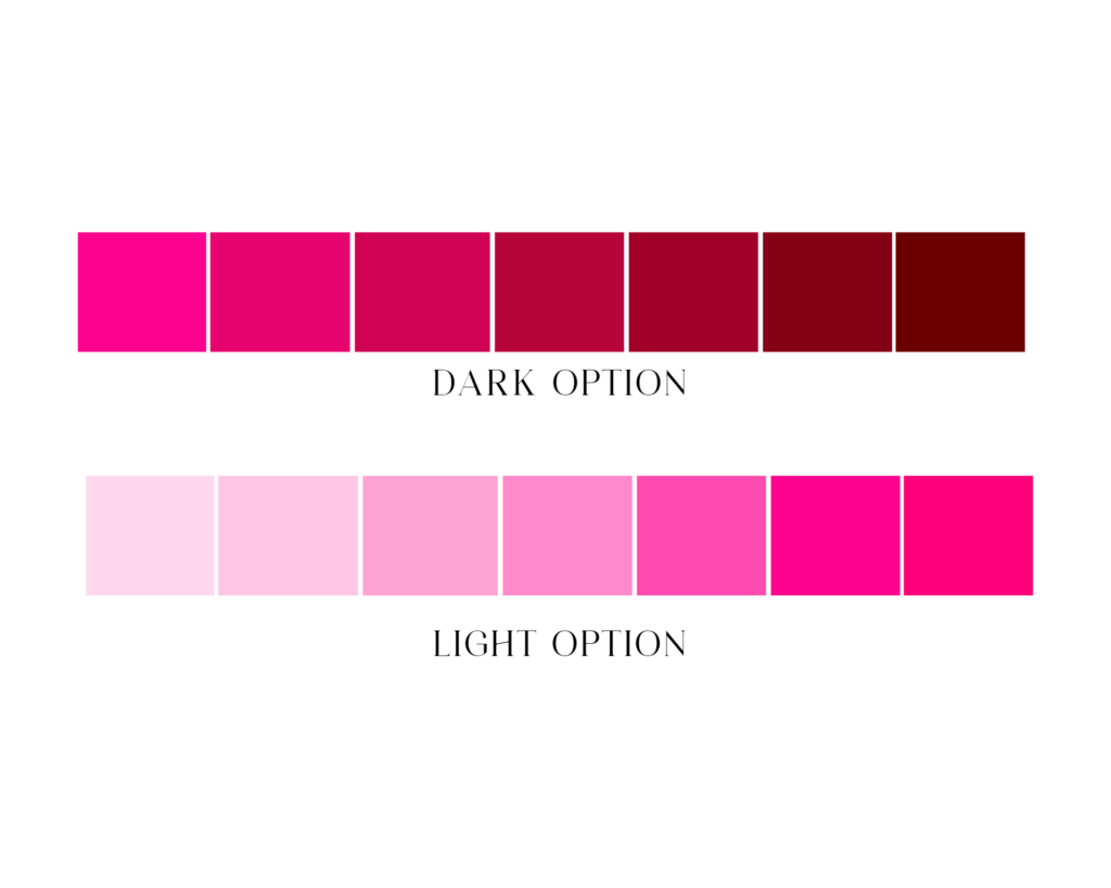Viva Magenta Color Palettes. A dark and light option color palette of viva magenta 
