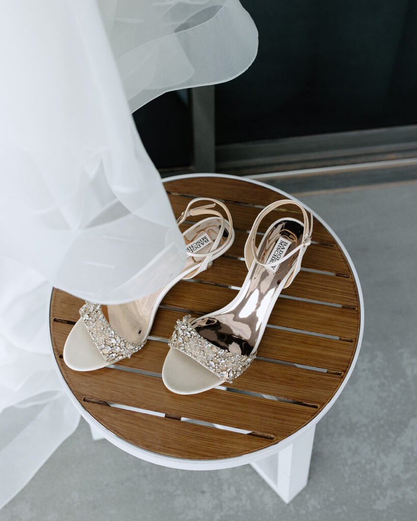 Wedding day bridal details of the brides wedding day shoes 
