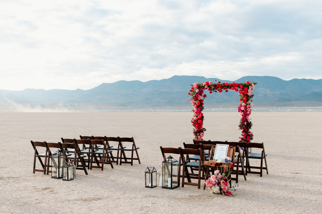 A modern and colorful intimate elopement at the dry lake bed