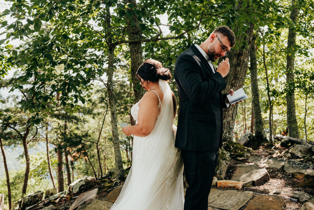 Groom teary eyed while reading his personal vows 