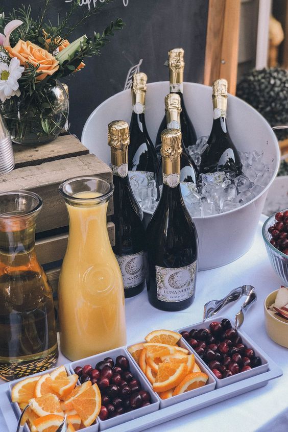 All Things Wedding Weekend. Champagne bar for farewell brunch 