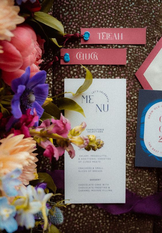 Colorful wedding invitation suite