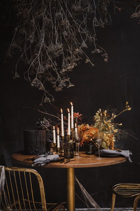 Dried Floral and Candles on Table for Fall Aesthetic 