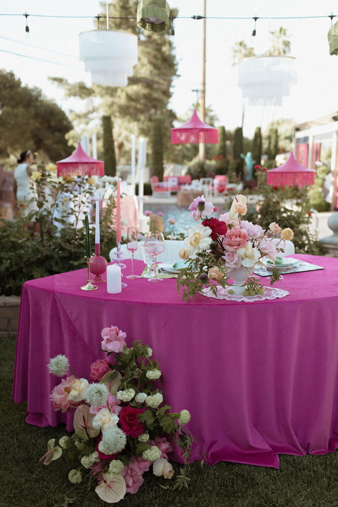 The Ultimate Garden Party Wedding: Your Dream Day Blossoms Here! Pink Sweetheart table with florals and lanterns 