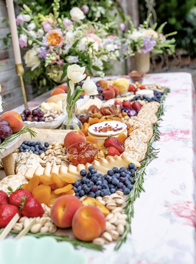 The Ultimate Garden Party Wedding: Your Dream Day Blossoms Here! Charcuterie Board Set-up for Garden Party Wedding. 