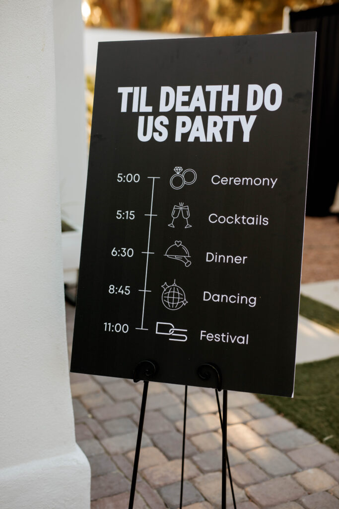 10 Must-Have Wedding Signs for Your Big Day. Till Death Do us Party Timeline Sign 