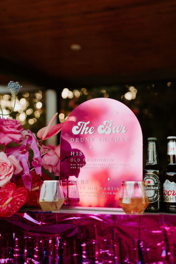 The Bar- Drunk in Love Wedding Sign 