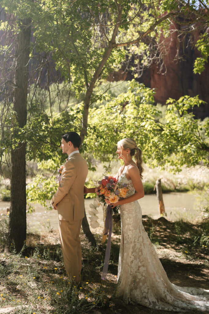 Beyond Vows: The Epic Zion National Park Wedding the first look